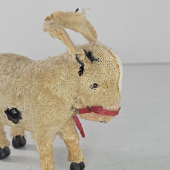 Antique Japan Working Mohair Windup Toy Donkey With Bug On Hip Missing Key AS IS - Picture 6 of 9